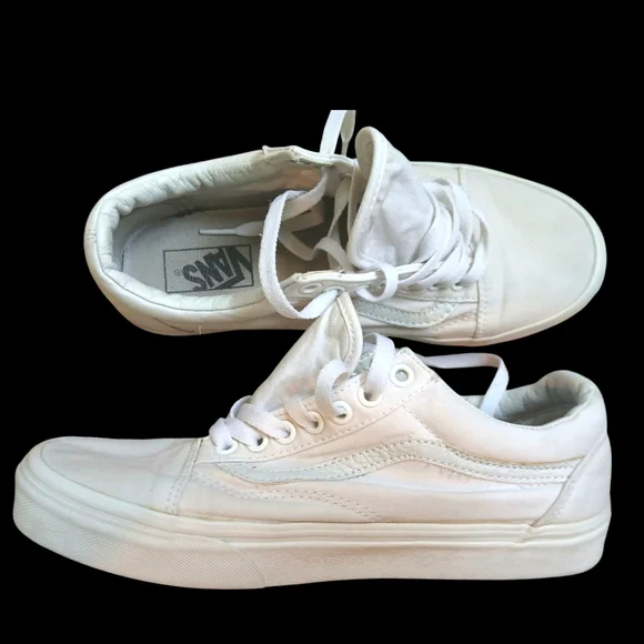 VANS Mens White Old Skool Canvas Shoes- Size US Men 7.5/Women 9 - Picture 4 of 14